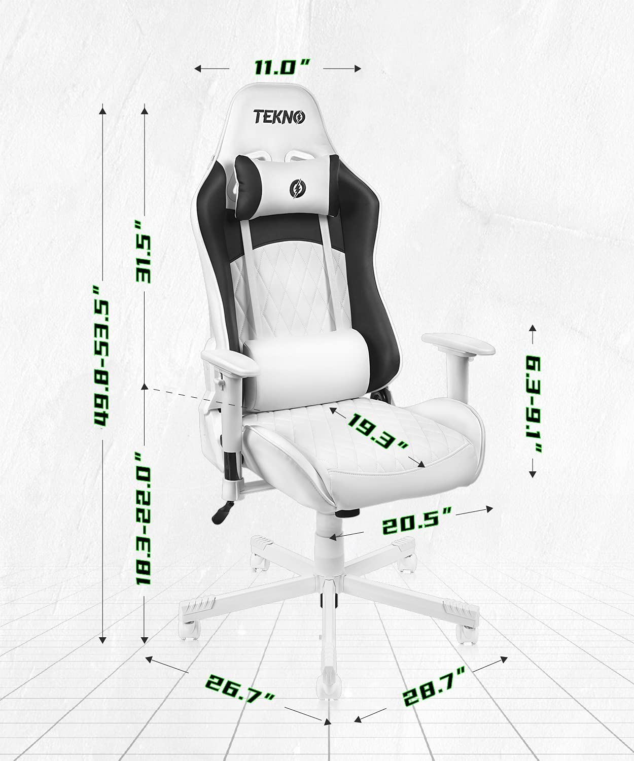 TEKNO Gaming Chairs for Adults, Ergonomic Swivel Gaming Chair with Hea –  FURNGO