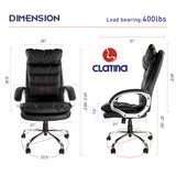 CLATINA Big & Tall Executive Office Chair High Back 300lbs Ergonomic Lumbar Support with Headrest, Bonded Leather Executive Desk Computer Chair, Black 1PACK