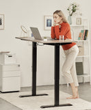 CLATINA Adjustable Height Standing Desk with Electric for Sit Stand Up Computer Home and Office 55 x 28 Inch Willow Top Black Frame - BEREZI