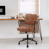 KLASIKA Leather Home Office Chair,Swivel Ergonomics Mid Back Desk Chair with Armrests Computer Task Chair Brown
