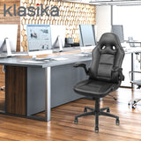 KLASIKA Computer Office Gaming Chair, Ergonomic Swivel Video Game Chairs with Flip Up Armrest Adjustable High Back Leather Desk Chair for Adults Women Men, Black