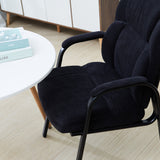 CLATINA Leather Guest Chair with Padded Arm Rest for Reception Meeting Conference and Waiting Room Side Office Home Black