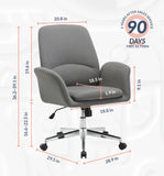 NOVIGO Office Chair Ergonomic Swivel Rolling Adjustable Height Mid Back Home Office Desk Chairs with Upholstered Armrests Lumbar Support for Home Office Bedroom Living Room Studying