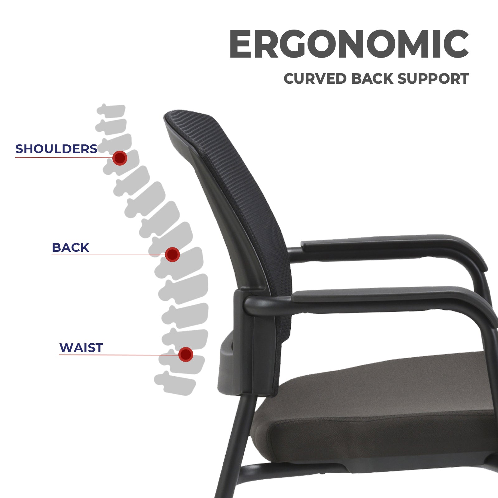 CLATINA Office Reception Guest Chair Mesh Back Stacking with Ergonomic Lumbar Support and Thickened Seat Cushion for Waiting Conference Room Black