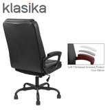 KLASIKA Office Computer Desk Chair High Back Adjustable Ergonomic Executive Chair Comfortable PU Leather Swivel Desktop Chair, Work Chair with Armrests Lumbar Support Black for Home Office
