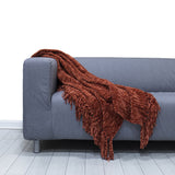 DOZZZ Thick Fluffy Chenille Knitted Throw Blanket with Decorative Fringe and Striped for Couch Cover Sofa Chair Bed Gift