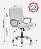 CLATINA Mid Back Leather Office Executive Chair with Lumbar Support and Padded Armrestes Swivel Adjustable Ergonomic Design for Home Computer Desk White 1 Pack