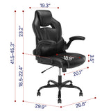 CLATINA Computer Gaming Chair PU Leather Ergonomic Gamer Chairs, Height Adjustable Swivel Executive Desk Chair with Flip-up Armrest for Adults Teens Kids Men Women