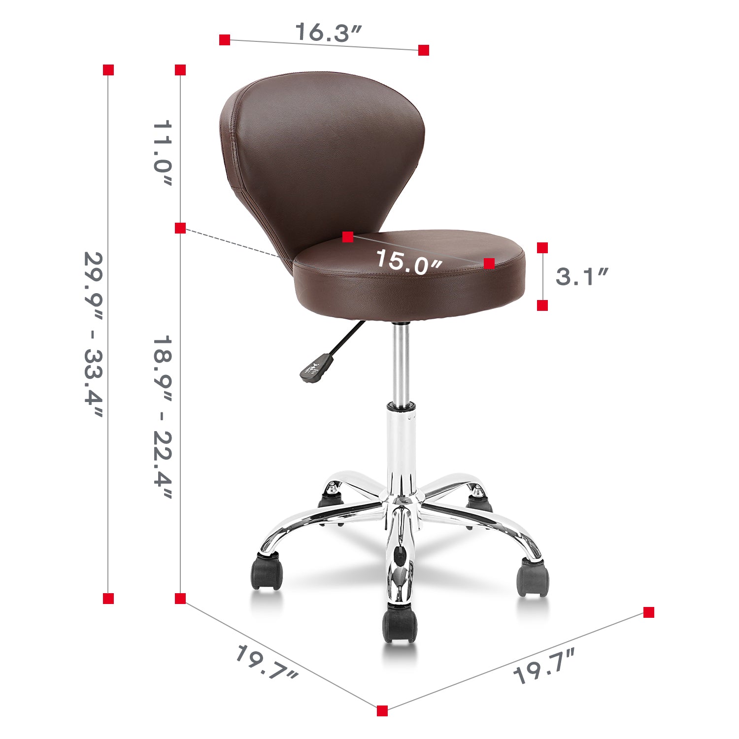 KLASIKA Drafting Chair Rolling Swivel Salon Stool with Back Support Foot Rest Adjustable Hydraulic for Office Massage Facial Spa Medical Tattoo Beauty Barber