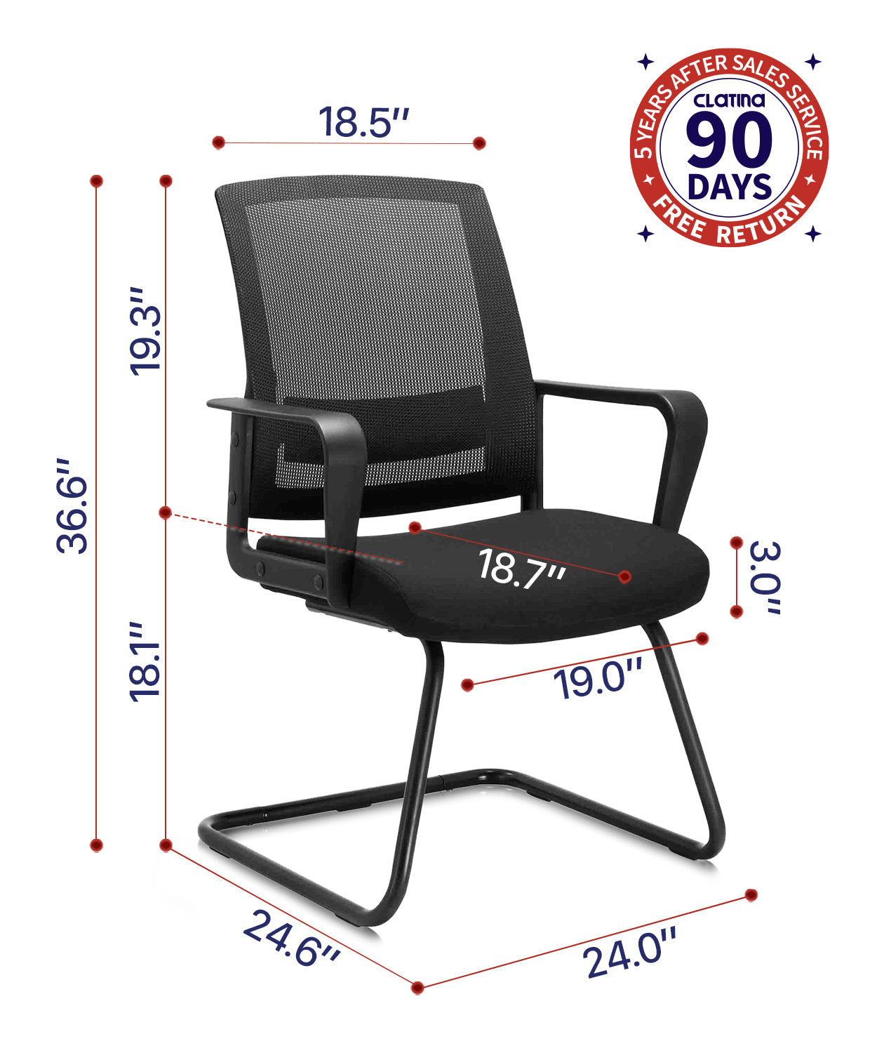CLATINA Office Guest Chair with Lumbar Support and Mid Back Mesh Space –  FURNGO