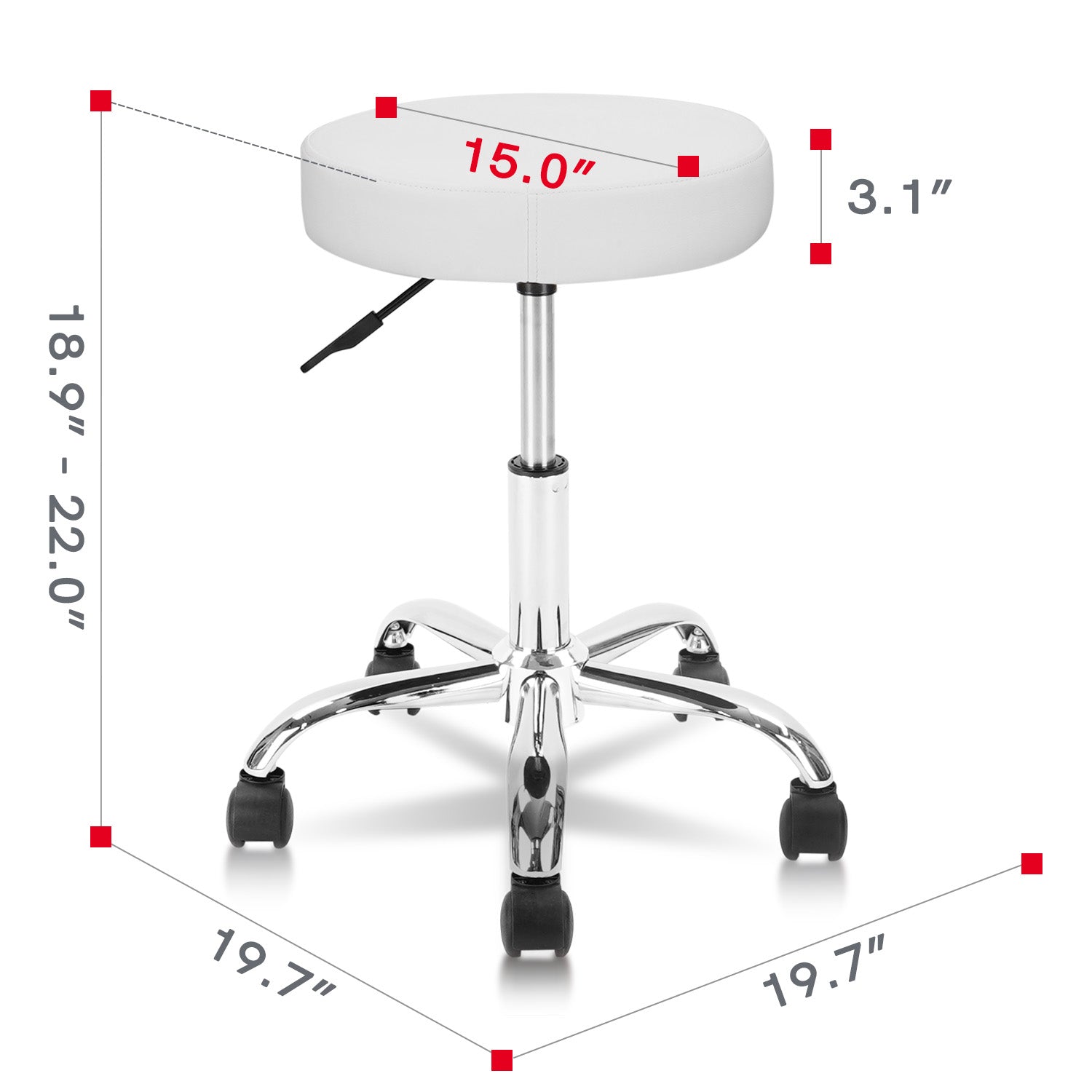 KLASIKA Rolling Drafting Stool Chair with Height Adjustable Base for Office and Massage Spa Medical Salon Tattoo Beauty Barber