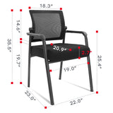KLASIKA Office Reception Guest Chair Adjustable Mesh Back Stacking with Ergonomic Lumbar Support and Thickened Seat Cushion for Waiting Conference Room Black