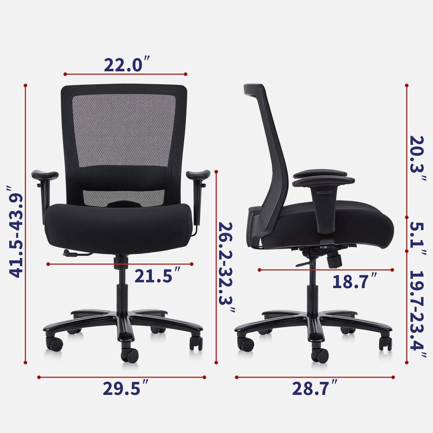 CLATINA Big and Tall Executive Chair Ergonomic with 400lbs High Capacity and Lumbar Support for Home Office Black 1 Pack BIFMA Certification No.5.11